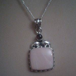 💗SALE💗 Natural Pink Opal/Garnet Solid 925S 22"Nk